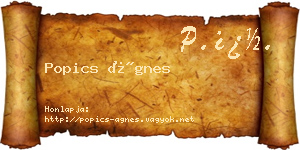 Popics Ágnes névjegykártya
